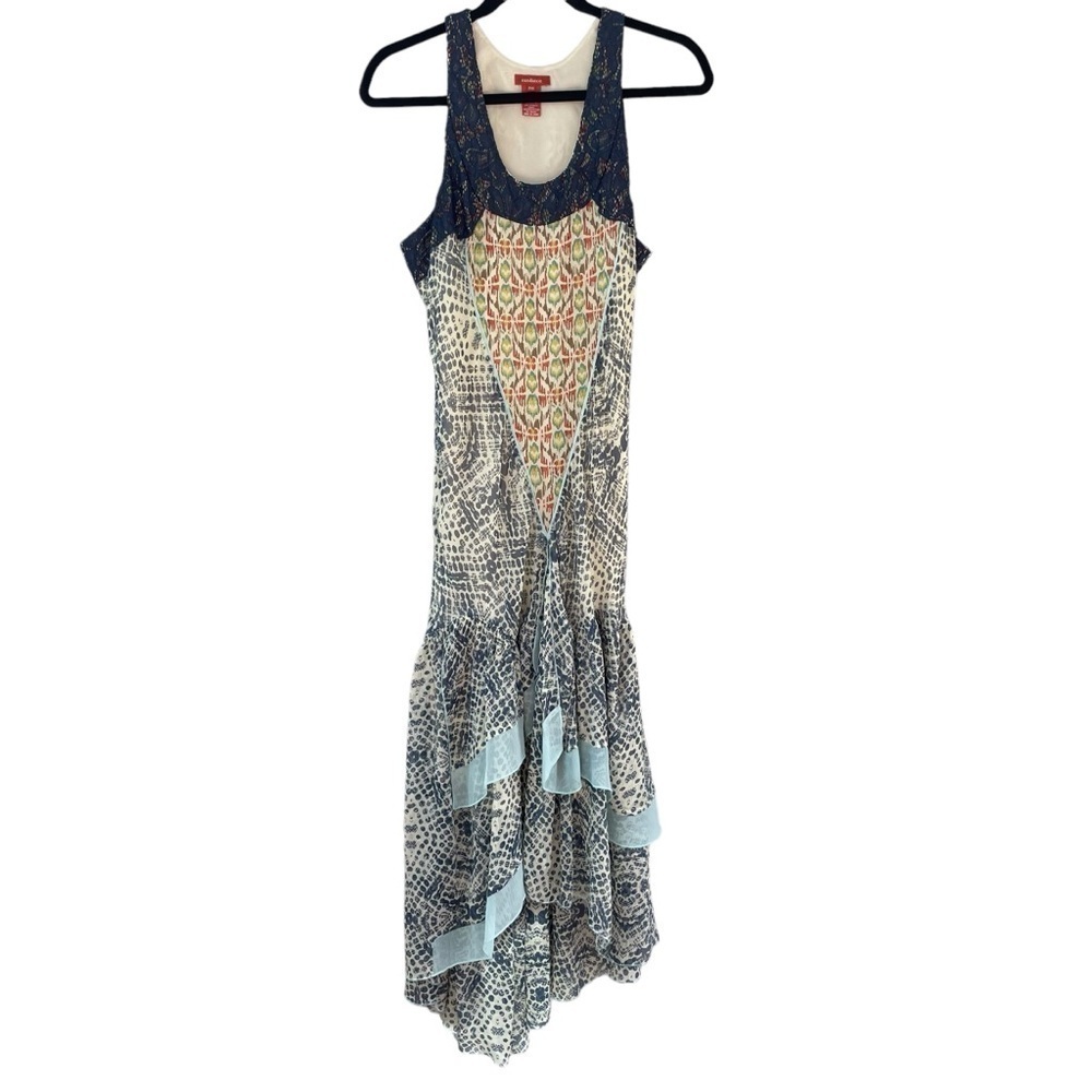 Sundance Blue Summer Silk Boho Mermaid Bias Cut Hi-Low Romantic Sundress 10P